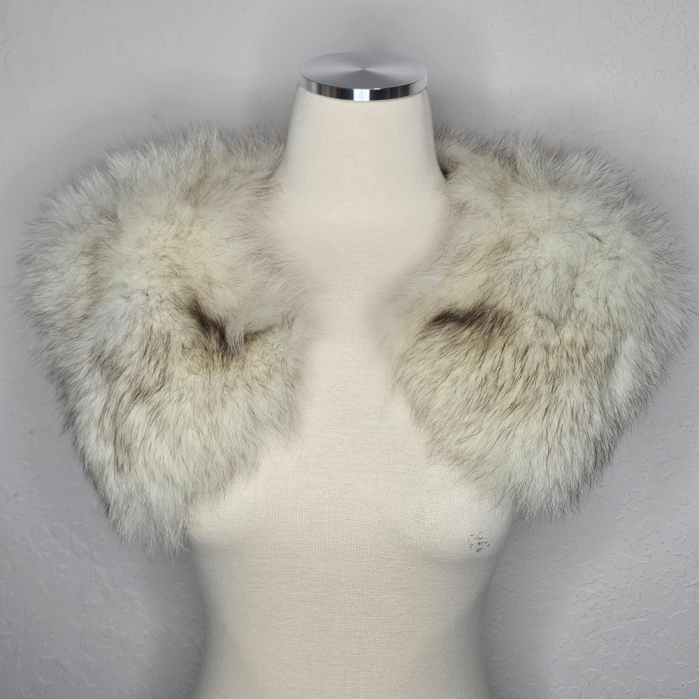 Vintage White Fox Fur Shoulder Stole Wrap White Ivory Bridal